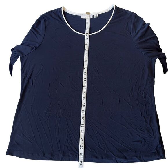 Susan Graver Navy White Trimming Jersey Long Sleeve Top LARGE - Picture 8 of 10